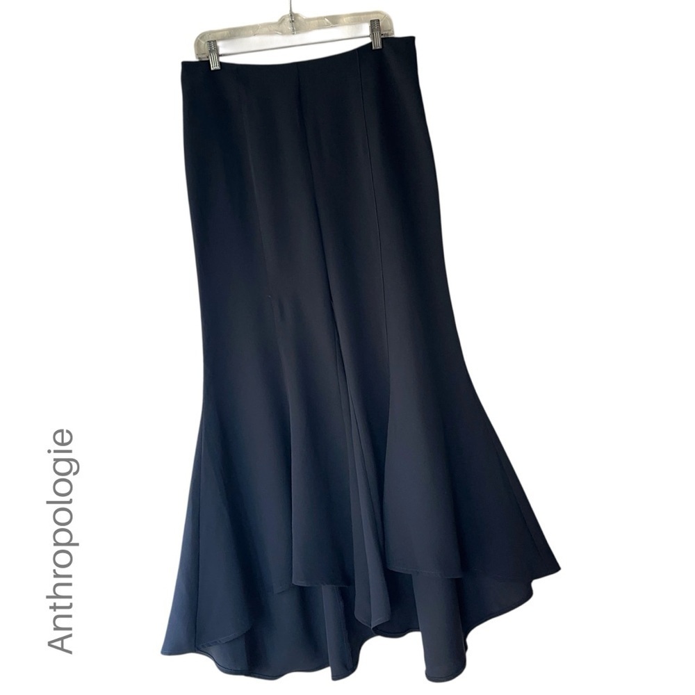 ANTHROPOLOGIE | NWOT BLACK TULIP FLARE LEG ZINNIA ASYMMETRICAL ANKLE PANTS | 12